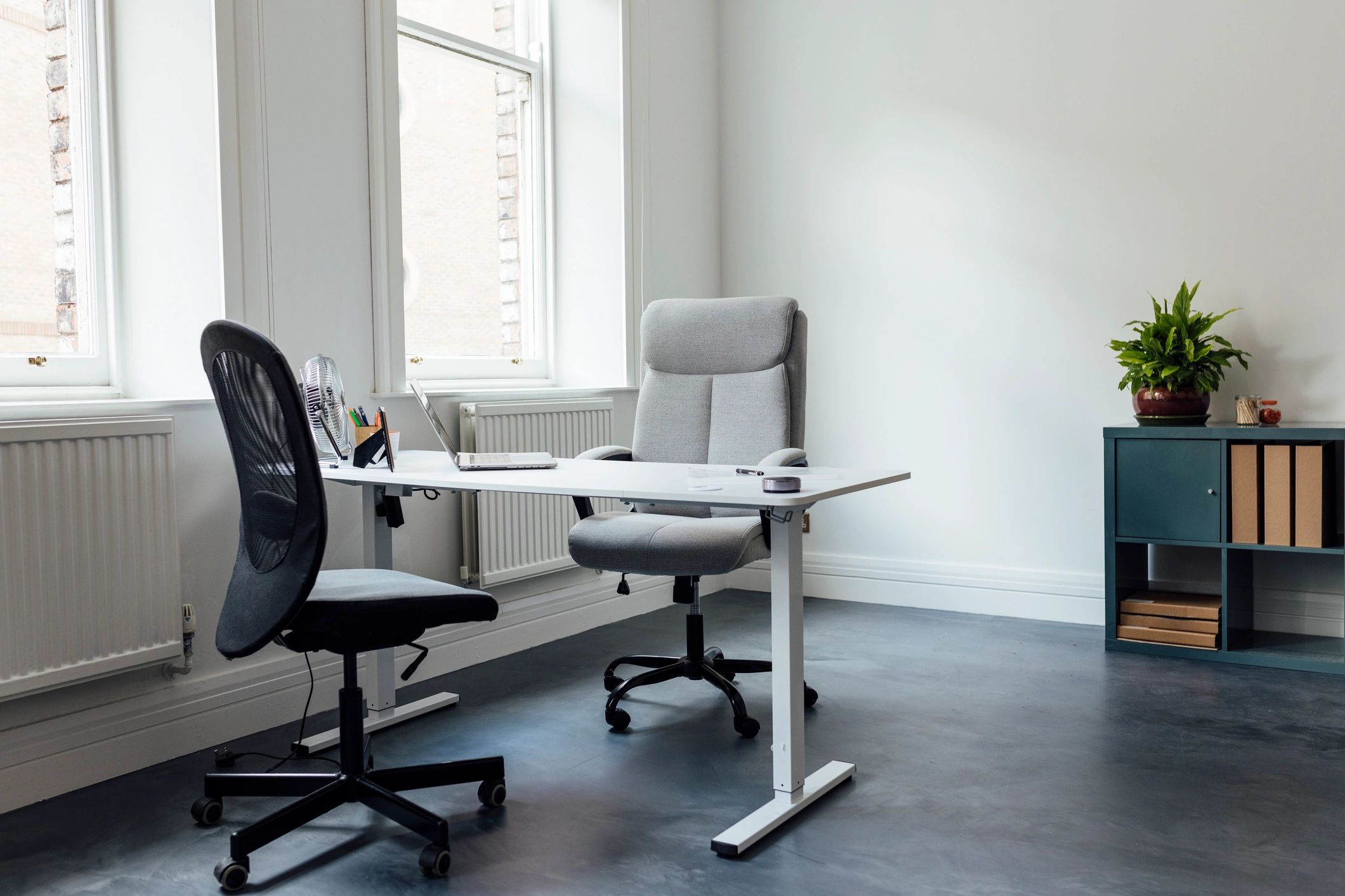 Professional office interior with desks and workstations